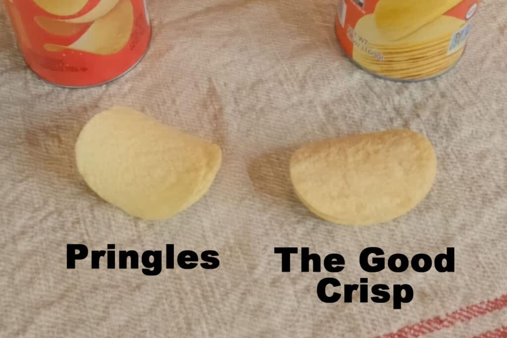 Comparison of  TGCC crisps and Pringles potato crisps