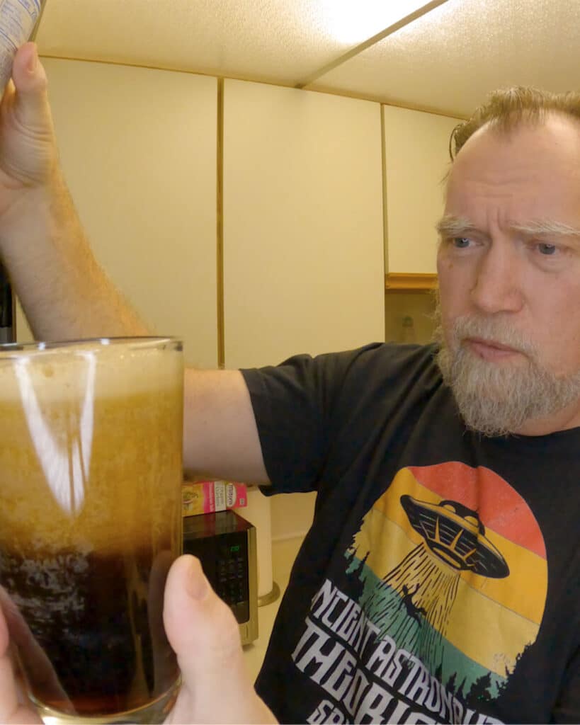 Pouring Nitro Pepsi into a glass