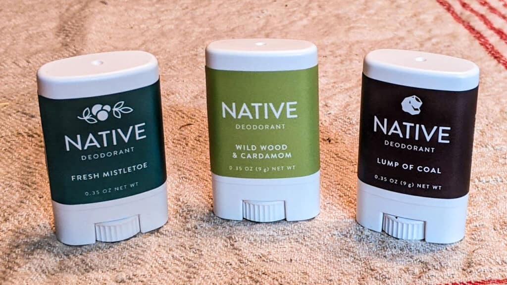 Native Deodorant Reviews Lump of Coal, Fresh Mistletoe, and Wildwood and Cardamom