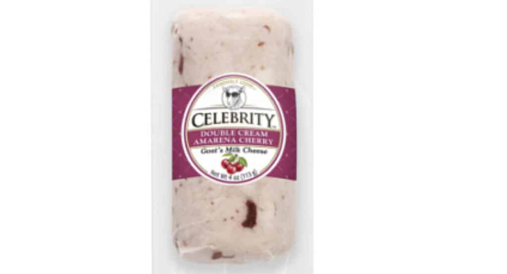 Celebrity double cream amarena cherry goat cheese